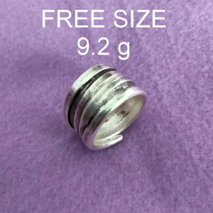 FINE SILVER RING FREE SIZE ADJUSTABLE VINTAGE 9g MINIMAL TRIBAL #001 - Picture 1 of 4