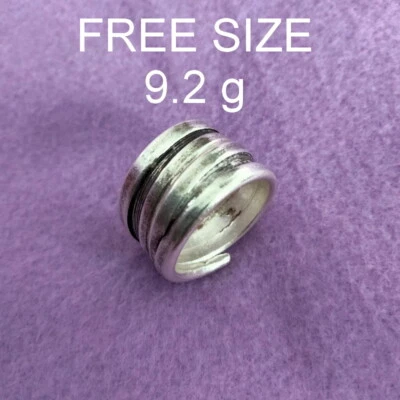FINE SILVER RING FREE SIZE ADJUSTABLE VINTAGE 9g MINIMAL TRIBAL #001 - Image 1 of 4