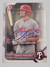 Gabriel Rincones Signed 2022 Bowman Draft Paper Card #BD-142 Philadelph Phillies
