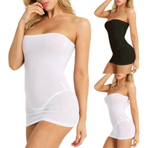 Womens Sexy Mesh See-through Mini Dress Clubwear Evening Cocktail Party Bodycon - Picture 1 of 18