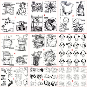 Design Sketch Transparent Silicone Clear Stamps DIY Scrapbook Stamp Travel Car - Picture 1 of 26