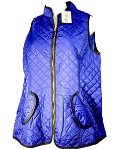NWT Meaneor Quilted Puffer Vest Womens Sz S Navy Blue Stand Collar Charter Club - Picture 1 of 13