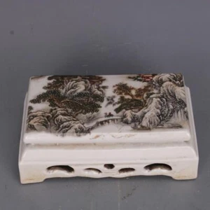 Klare Pastell Schneeszene hohle Tinte Bett kleiner Tisch Briefbeschwerer Porzellan - Bild 1 von 5