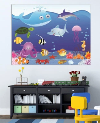 Pegatinas de pared de vinilo con dibujos animados 3D Ocean 46 impresión AJ WALLPAPER CA Carly Foto 1 de 4
