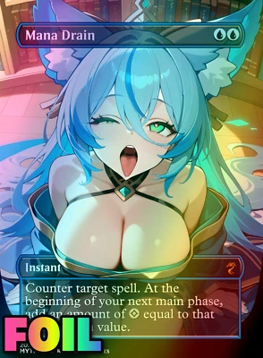 Mana Drain Anime Style FOIL  Altered Art Custom Playtest Card - Image 1 of 4