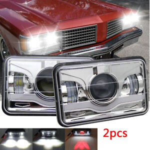 2pcs 4x6" Led Headlights Hi/Lo Prejector Fit for  Supreme Car Oldsmobile Cutlass