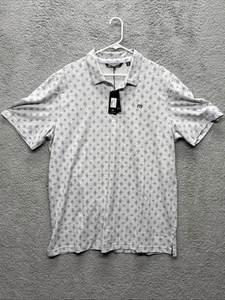 Travis Mathew Polo Shirt Mens 2XL Gray Atole All Over Print Performance - Picture 1 of 10