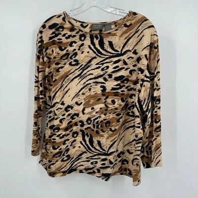 Chicos Womens Size 3 US XL Animal Print Top Leopard Tiger Safari Statement Foto 1 de 4