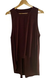 Athleta Essence Relaxed High Low Tank Top In Burgundy Size M - Picture 1 of 6