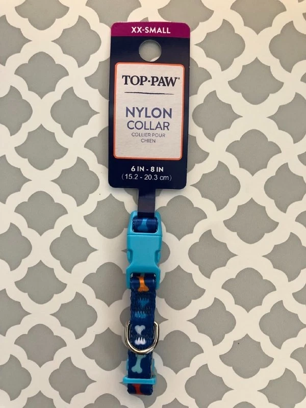 Top Paw Dog Collar XX Small 6-8 IN Blue Bone Print - Image 1 of 1