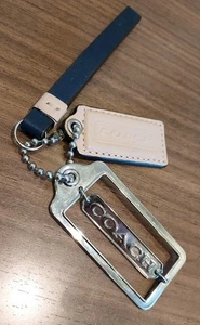 AUTHENTIC COACH Tan Leather & Silver Metal PURSE Hang Tag Hangtag Fob 3 Pc Set - Bild 1 von 5