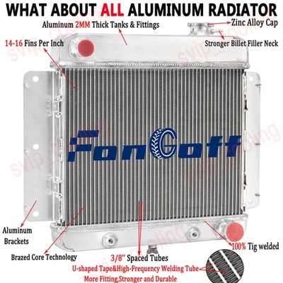 3Row Aluminum Radiator For 1962-1967 1965 Chevrolet Chevy II Nova V8 Conversion - Image 1 of 4