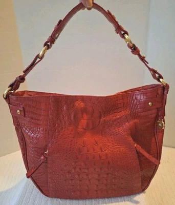 Bolso de Hombro Hobo Brahmin De Colección Rojo Cocodrilo Repujado Original Bolso Cubierta Antipolvo Foto 1 de 4
