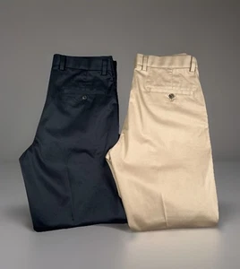 (2) Pantalones Brooks Brothers Hombre 33x32 Ligeros Ventaja Chino Elastizados Ajuste Clark - Imagen 1 de 16