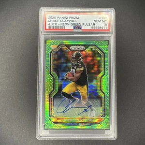 Chase Claypool 2020 Panini Prizm Neon Green Pulsar Auto #392 PSA 10 - Picture 1 of 2