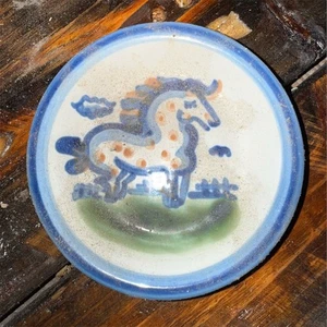 Vtg 1965 M.A. Hadley Horse Motif Ceramic Coaster ashtray Hand Painted 4" signed - Picture 1 of 3
