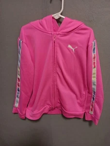 Girl's Large Hoodie Puma Black and Blue Long Sleeve Full Zip Athletic Kid's - Picture 1 of 8