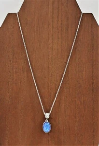 Collar colgante de cristal azul austriaco cadena tono plata acento estrás - Imagen 1 de 2