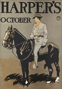 Original Vintage Poster Harper's October Penfield Horse Literary 1898 Magazine - Picture 1 of 1