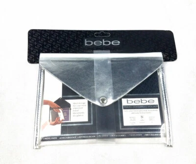 NEW bebe CLEAR Silver Travel Passport Personal ID Document Holder Storage Pouch