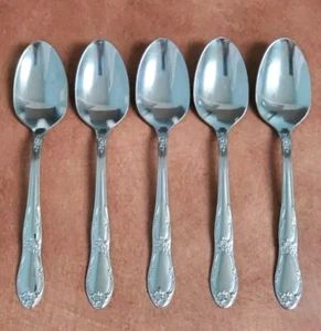 Set of 5 Oneida LTD Wm A Rogers FENWAY DAYDREAM Stainless Teaspoons 6" - Picture 1 of 9