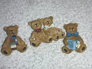 3 Teddy Bear Refrigerator Magnets - Picture 1 of 3