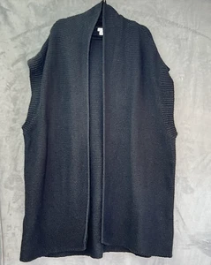 Chaleco chaleco largo texturizado negro frente abierto J.Jill para mujer talla grande 3X - Imagen 1 de 14