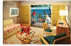 1962 Guest Room Interior Kona Inn~Topical Tiki Decor Chrome Postcard Hawaii-Hc