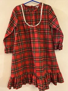 Hartstrings Nightgown Red Tartan Plaid Little Girl’s Sz 4 Adorable Christmas - Picture 1 of 5