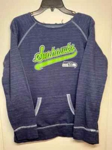 Seattle Seahawks NFL Women's L Soft Frayed Design Pullover Sweatshirt w/ Pocket - Picture 1 of 6