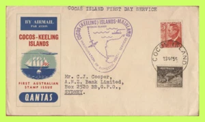 Cocos (Keeling) islands 1955 Qantas First Domestic Flight cachet Cover - Picture 1 of 2