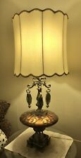 Matching Pair(2)of Vintage Hollywood Regency Lamps Spherical Brass Marble