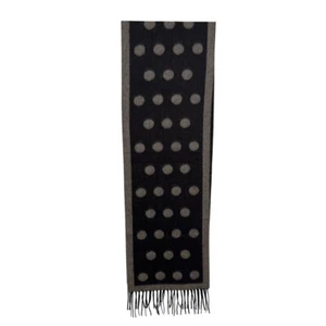Charter Club 100% Cashmere Scarf Brown Beige Polka Dot Fringe Warm Soft EUC - Picture 1 of 5