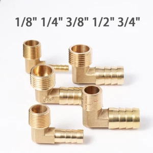 Brass Elbow Male Joint Pipe Fitting Connector 1/8" 1/4" 3/8" 1/2" 3/4" - Picture 1 of 26