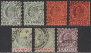 Gibraltar 1904 King Edward VII Part Set to 1sh Used mix of paper types - Picture 1 of 2