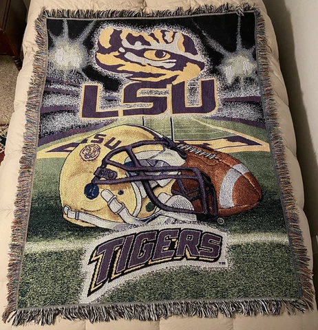 Vintage LSU Tigers Football Tiger Stadium Blanket by Northwest Louisiana State Cover