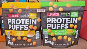 Elevation Keto Friendly Protein Puffs Nacho Cheese & Jalapeno Cheddar (2 Bags) - Picture 1 of 2