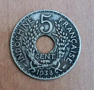 French Indo China 1938 5 Cents Coin - Picture 1 of 2