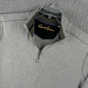 Robert Graham Sweater Mens  Extra Large Gray 1/4 Zip Pullover Soft Touch Cotton - Picture 1 of 14