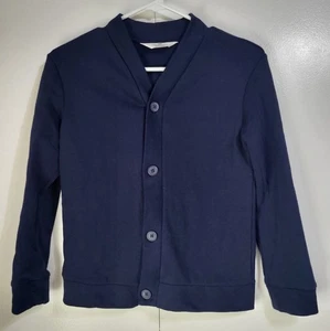 H&M Kids SZ 8-10 Navy Blue Sweatshirt Cardigan Uniform Gender Neutral Unisex - Picture 1 of 7