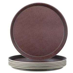 6 Pcs Round Restaurant Serving Tray 11 Inch Plastic Non Slip Surface Food Mea... - Picture 1 of 8