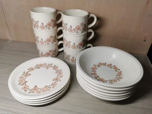 Biltons Vintage Tea Cup Plate Bowl Set Pink Floral Retro 1970s Breakfast Dining - Picture 1 of 6