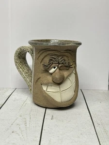 Vintage Folk Art Funny Face Ugly Mug Wink Winking Teeth Handmade signed “CC” - Picture 1 of 7