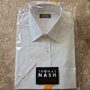 THOMAS NASH WHITE CHECK SHORT SLEEVE SHIRT BNWT 15.5" - Picture 1 of 4