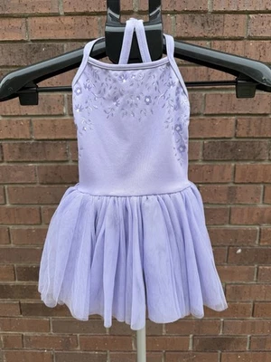 Bloch Skirted Dance Gymnastic Leotard Lilac Purple Child Size Small 4-6 Floral - Image 1 of 4