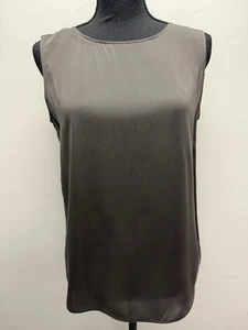 Vince Charcoal Black Silk Sleeveless Tank Top Blouse Crew Neck Draped Back Small - Picture 1 of 11