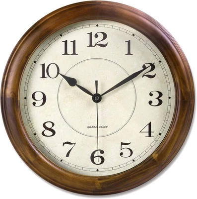  Wall Clock Wood 14 Inch Silent Wall Clocks Large Decorative Battery Operated - Image 1 of 4
