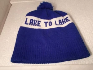 Vintage Lake to Lake Dairy blaue Winter Strickmütze Mütze Nordosten WI Land O' Lakes - Bild 1 von 10