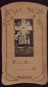 ALTAR - Old HANDPAINTED HOLY CARD - Wax Paper - Picture 1 of 2