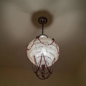 Circa 1920's Antique Chandelier, with amethyst and crystals beads - Picture 1 of 5